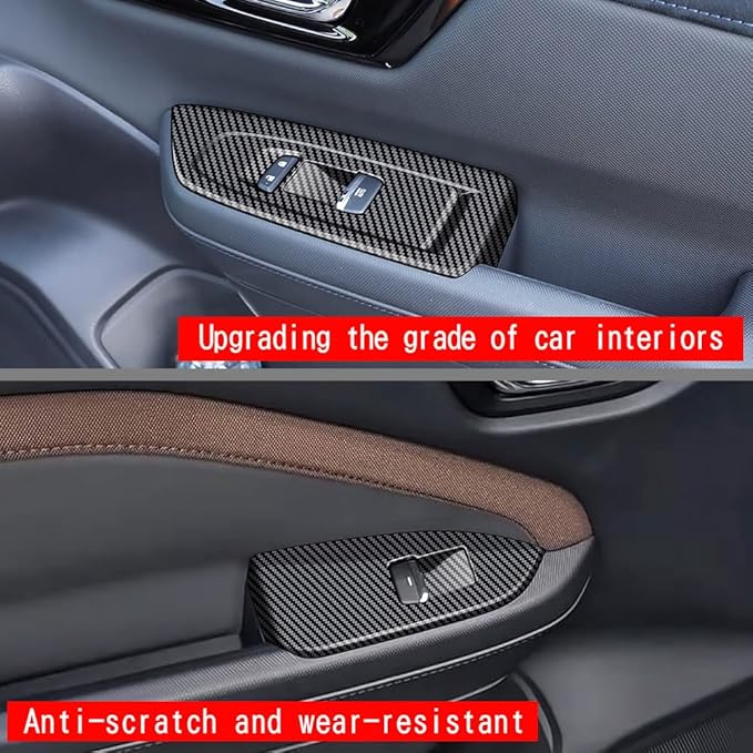 4pcs Carbon Fiber Style Front Rear Doors Window Glass Lift Switch Panel Cover Decorative Sticker Protection Car Interior Accessories for 2025 Subaru Forester KT17