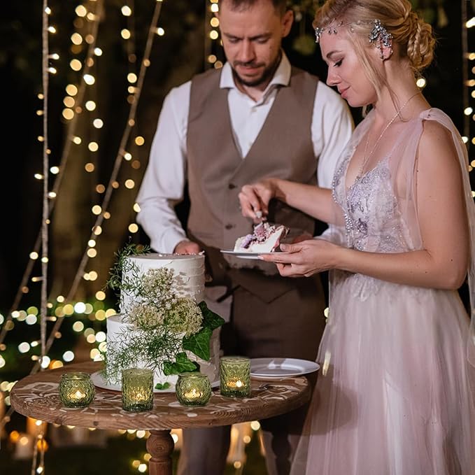 36pcs Assorted Green Votive Candle Holders, Tea Lights Candle Holder for Table Centerpiece, Green Candle Holders for Wedding, Bridal Shower and Tea Party Decorations
