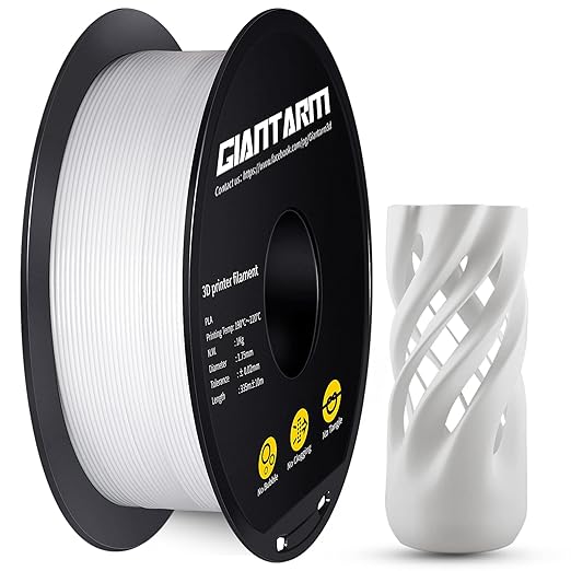 GIANTARM 3D Printer Filament, White Pla Filament, 1Kg(2.2lbs) Spool, 1.75mm Dimension Accuracy +/- 0.03mm, 3D Printing Filament