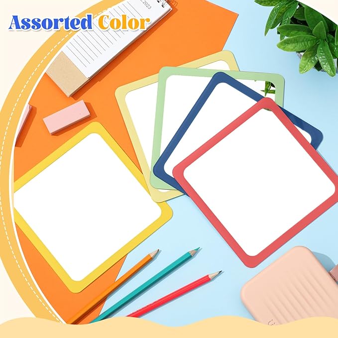 Dandat 10 Pcs Small Mirrors for Kids 6 x 6 Inch Square Shatter Proof Reflector Toddler Glass Plastic Reflector for Classroom DIY Craft Preschool Facial Expression (Hippie Colors)