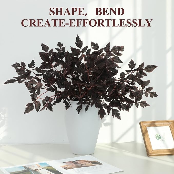 Fall Decor,Fall Stems,Artificial Cimicifuga Stems,6-Pack 32 Inch,Purple Fall Foliage Spray for Tall Vase,Farmhouse Thanksgiving Mantel Centerpiece Halloween Decor Arrangements