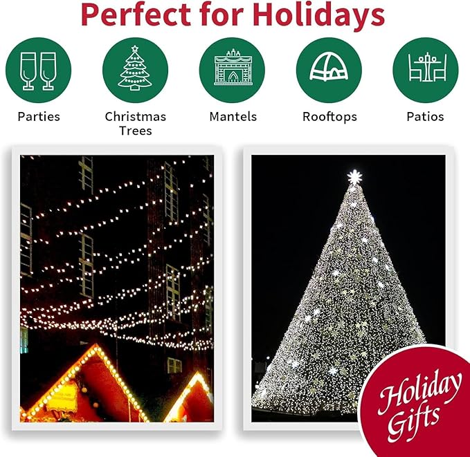 LAMPHOME 33ft Christmas Decorative Mini Lights, 100 LED Transparent Wire Fairy Starry String Lights Plug in, 11 Lighting Modes, for Indoor Outdoor Xmas Tree Wedding Party Decoration (White)