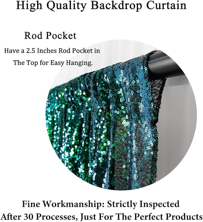DUOBAO Sparkling Sequin Backdrop Curtain 4FTx7FT - Colorful Green Glitter Wedding & Party & Baby Shower Background