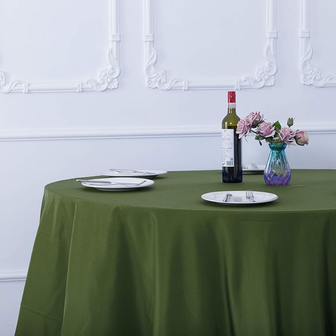 Ascoza 2pack 120 Inch Willow Round Tablecloth in Washable Polyester Fabric for Wedding/Banquet/Restaurant/Parties