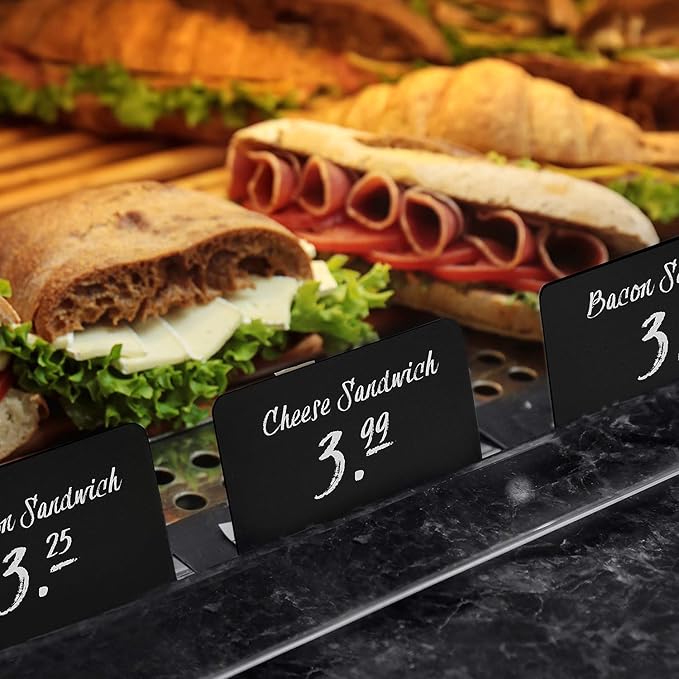 10 Pack Mini Chalkboard Signs 3x4 inch ā Erasable Food Signs for Buffet - Catering - Bakeries & Parties - Small Black Chalkboard Labels - Tabletop Displays & Wedding Chalk Board Name Plates