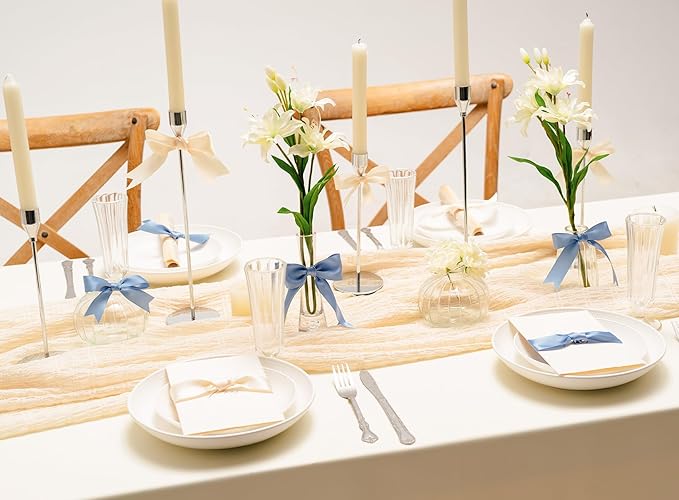 Ivory Satin Ribbon 7/8 Inch x 50 Yards Double-Faced Polyester Cream Ribbons for Christmas Gift Wrapping Bows Crafts Floral Bouquet Wedding Invitations
