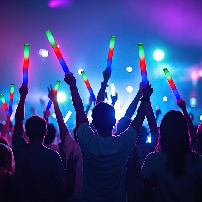 AOWDIAO 24 Pcs 16″ Foam LED Glow Sticks, 3 Light Up Modes, Party Favors for Wedding, Festival & More