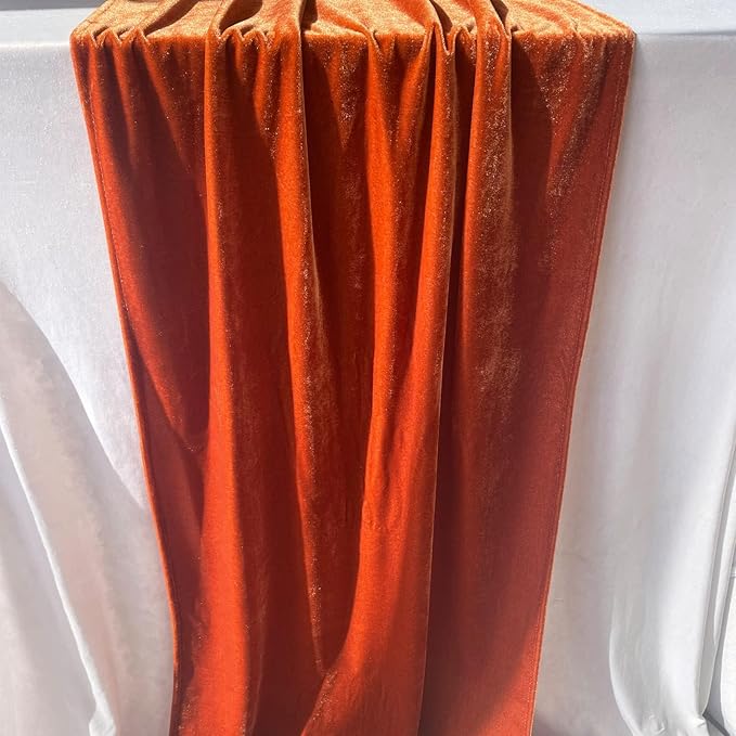 Luxurious Velvet Table Runner, 10ft Wedding Reception Decorations, 20x120inch Soft Velvet Fabric, Table Linen Overlay, Wedding Table Runners (Terracotta, 20X120inch, 5pack)