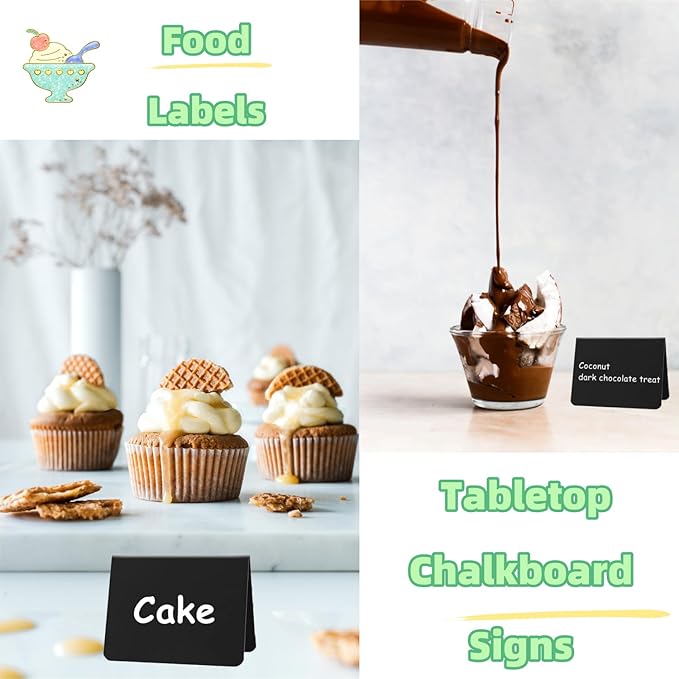 20PCS Mini Chalkboard Signs for Food, Reusable and Reserved Table Signs, Food Labels for Party Buffet, Easy to Write and Wipe Out, Catering Supplies Buffet Display, Place Cards