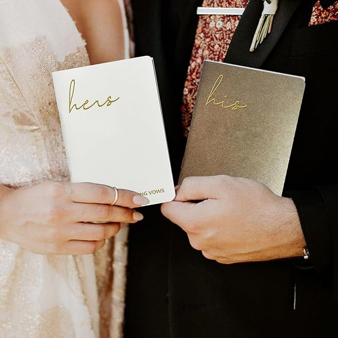 Vow Books His and Hers Wedding Vow Books with Soft Touch Gold Foil Engraving Wedding Essentials Wedding Accessories(XZ-HH-Terracotta)