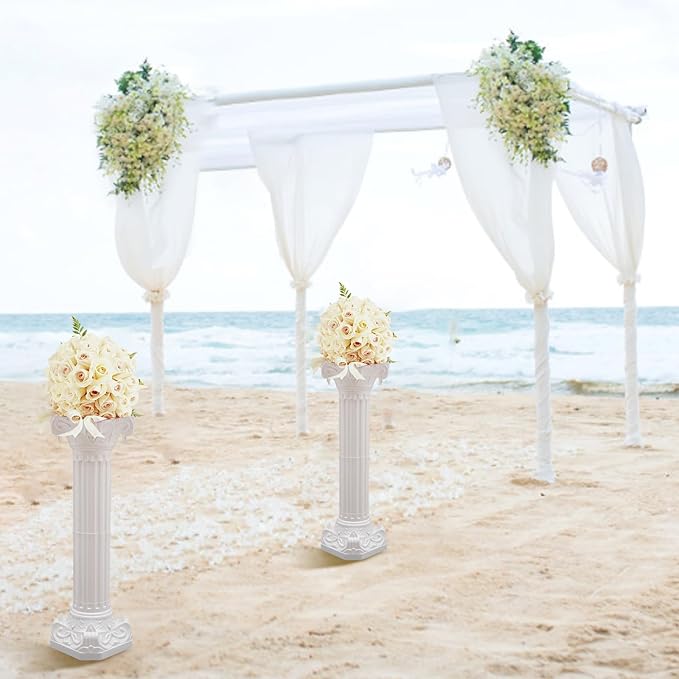 Roman Pillars Decoration Party Flower Pot Columns Set 2Pcs Decor Pedstal Stand 34.65in Flower Floral Wedding Party Event Road Decorative Columns (34.65in 2Pcs Style3)