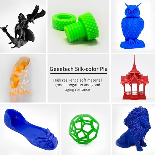 Geeetech Silk PLA Filament 1.75mm for 3D Printer, Metal-Like Shiny Consumables 1kg (2.2lbs) 1 Spool, Dimensional Accuracy +/- 0.02 mm, Metallic Gold Silk Filament