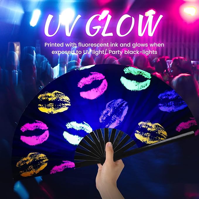 SYNTECSO Hand Fans for Women Foldable, Boots on The Ground Fan, Rave Fan for Drag Queen, Women and Men,Fans for Line Dancing, Parties, Music Festivals, EDM and Decoration