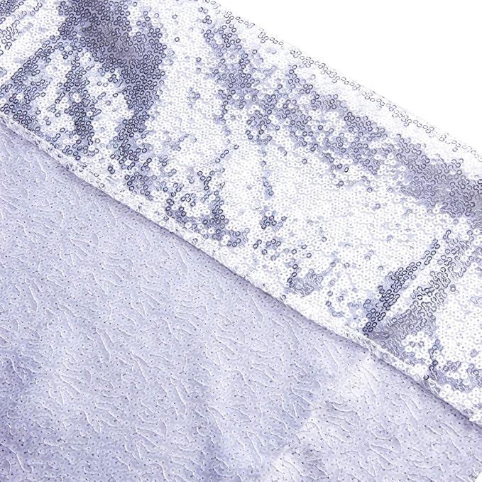 SquarePie Sequin Backdrop Curtain Not See Through Thick Background for Party 5FT x 7FT Silver