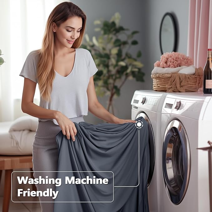 Wish Care 2 Pack Gray Spandex Table Clothes for 8 Foot Rectangle Tables, 8FT Wrinkle Free Fitted Tablecloths Ruffles Design Table Cover for Party, Banquet, Wedding and Events