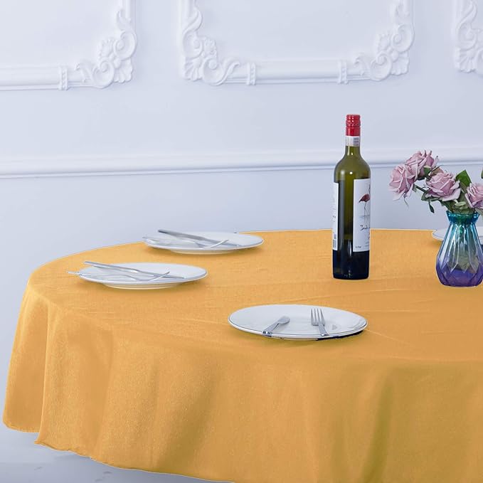 Ascoza 2pack 70 Inch Gold Tablecloth in Washable Polyester Fabric for Wedding/Banquet/Restaurant/Parties