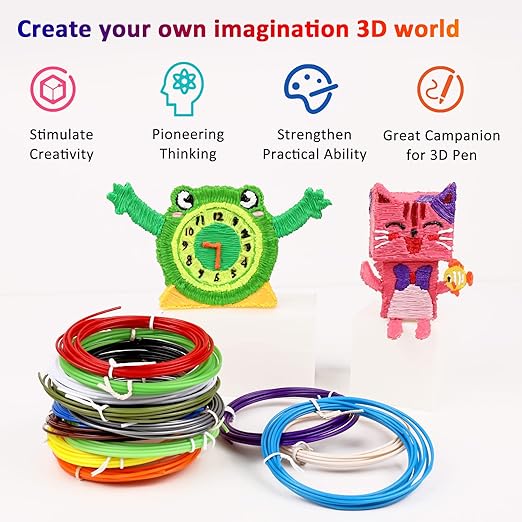 3D Pen Filament 160 Feet, 16 Colors, Each Color 10 Feet, 250 Stencils eBooks - 3D Printer Pen Refill PLA 1.75mm, Compatible with MYNT3D, SCRIB3D, PIKA3D Super and Pro Pen