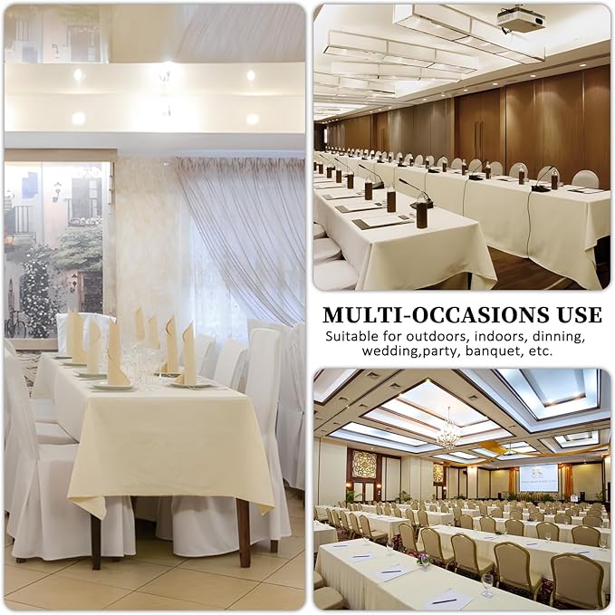 8 Pack Beige Tablecloth 60 x 102 Inch Rectangular Tablecloths for 6 Foot Rectangle Tables, Wrinkle Resistant Beige Table Cloth Washable Polyester Fabric for Buffet Wedding Party Banquet
