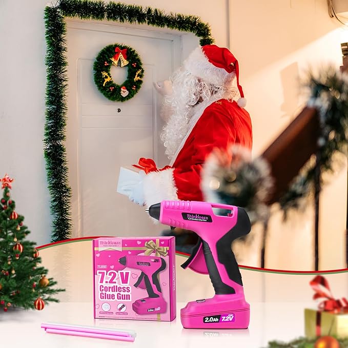 Cordless Hot Glue Gun, 7.2V Pink 15s Fast Preheating Glue Gun Set with 25PCS Mini Glue Sticks, Rechargeable Wireless Hot Melt Glue Guns for DIY, Arts&Crafts, Decoration, Gift for Women