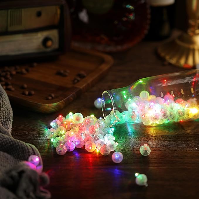 Aogist 200pcs Multicolor Balloon Light,Long Standby Time Waterproof Mini Ball Light,Round LED Flash Lamp for Paper Lantern Balloon Party,Wedding,Birthday,Festival,New Year and Christmas Decorative