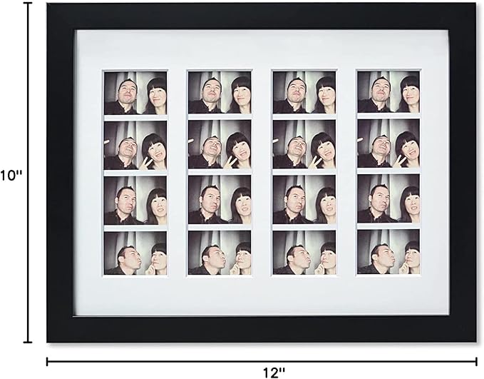 Golden State Art, 8.5x11 Photo frame with mat for 4 2x6 photo booth pictures, Includes Real Glass & Easel Back Display, make a good gifts, Black