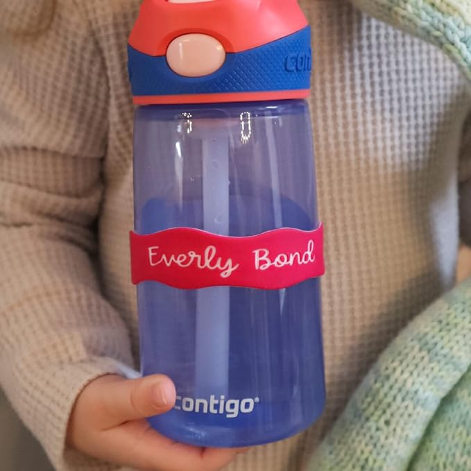 InchBug Orbit Labels - Baby Bottle Name Labels for Daycare, Sippy Cup Bands - Engraved Silicone, Reusable, Dishwasher Safe, White Contrasting Personalization, 4-Pack (Sea Glass)