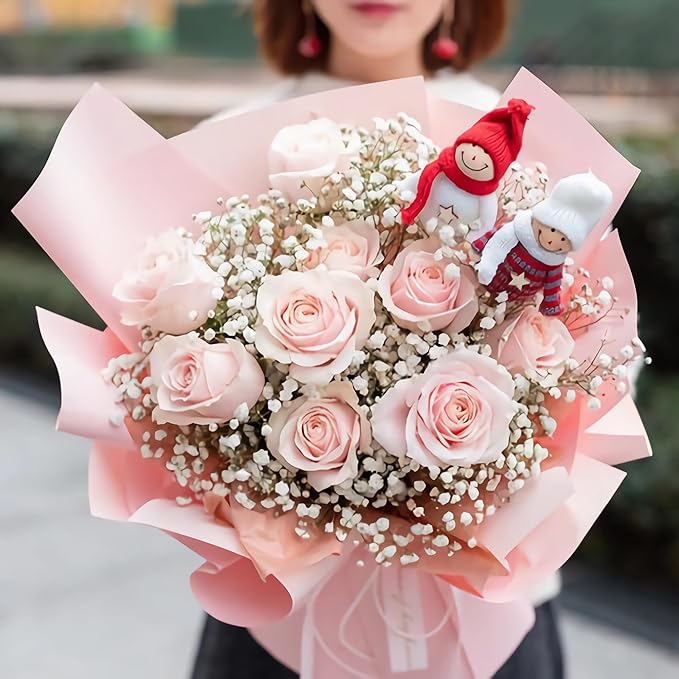 BLEUM CADE 36Pcs Artificial Flowers Fake Roses with Stems, Pink Boxed Foam Roses for DIY Bouquets Centerpieces Wedding Party Arrangement Bridal Shower Decor