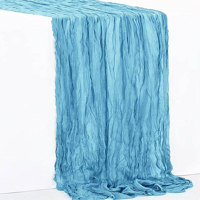 10 Pack Baby Blue Cheesecloth Table Runner 35x120 Inch 10Ft Rustic Gauze Cheese Cloth Table Runner Sheer Cheesecloth Table Runners for Wedding Party Bridal Shower Decoration
