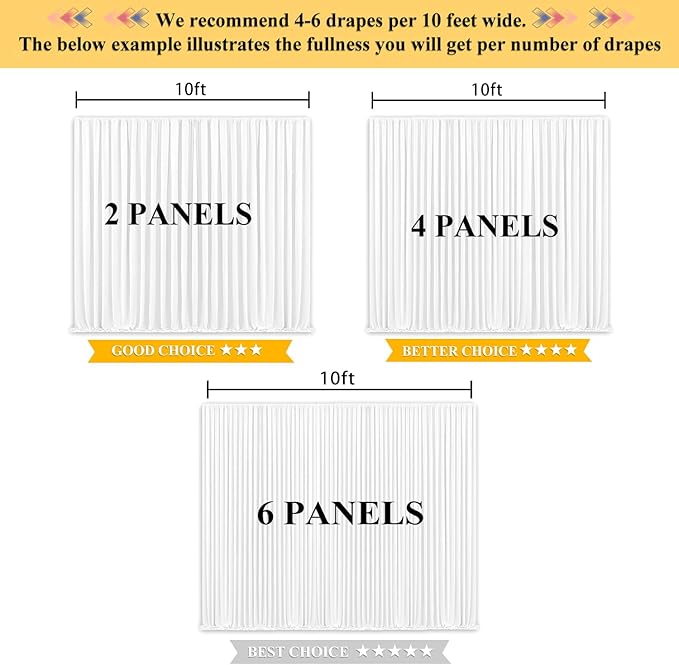 White Backdrop Curtains Wedding Background Drapes White Drapes for Backdrop Decoration Photography Video Studio Props 10x12FT TAYHQ001