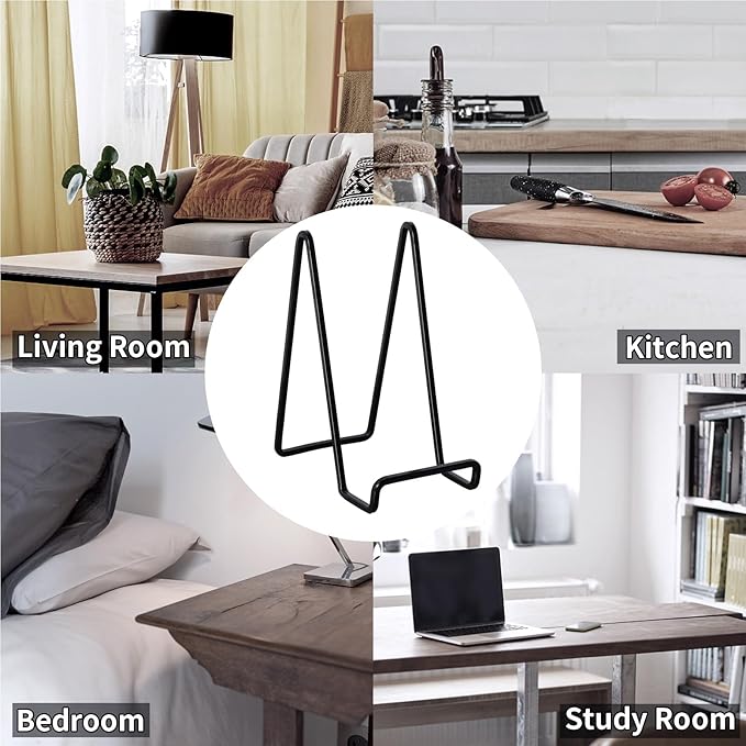 3 Pack 6 inch Metal Plate Stands for Display, Plate Holder Pictures Frame Easel Display Stand, Tabletop Picture Stand, Iron Easels for Display Photo Frames, Plates, Vinyl Record,Book, Plaque, Sign