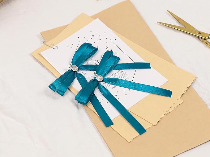 Turquoise Satin Ribbon 3/8 inch X Continuous 50 Yards, Single Face Polyester Ribbon Perfect for Gift Wrapping, Flower Bouquet, Wedding Decor, Crafts, Bow Making, Sewing and More