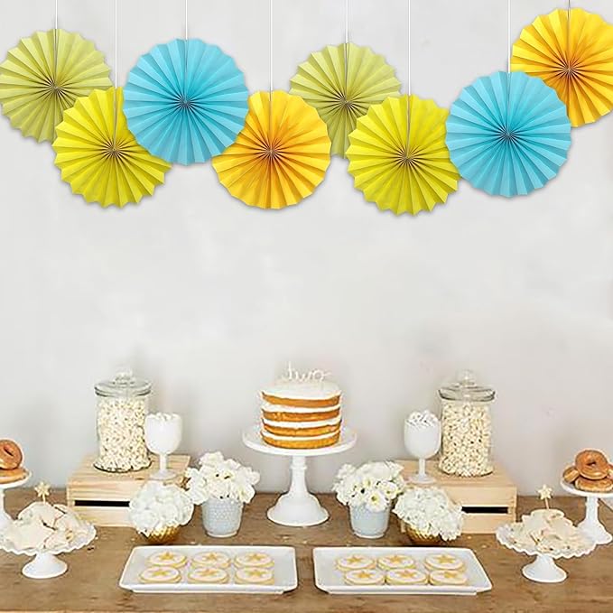 BARTHEW Yellow Birthday Decorations,DIY Yellow Paper Fans Hanging Decoration ,Party Supplies Party Fans 12in, Wedding Graduation Events Accessories 30 Color DIY Set (Yellow)