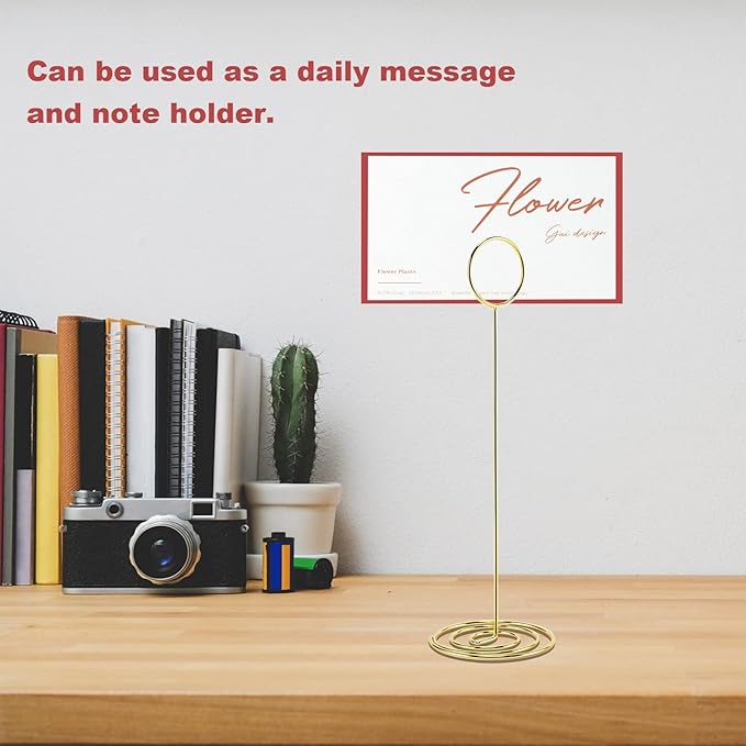 10Pcs Place Card Holder, Table Number Holders, Wire Picture Holder, Table Card Holders Stand, Photo Holder for Centerpieces, Wedding Reception, Party, Birthday (Gold)