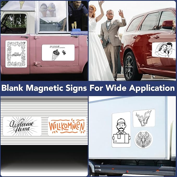 DIYMAG 4Pcs Blank Car Magnets,17x12 Inch Car Door Magnets Set Signs Rounded Corners Flexible Magnetic Bumper Sticker to Advertise Cover Logo Prevent Cars Scratches Dents