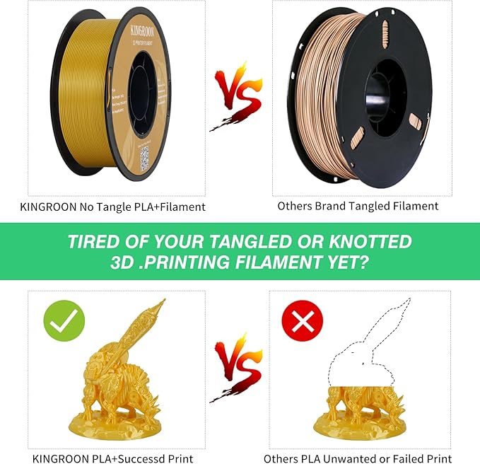 Kingroon PLA Filament 1.75mm 3D Printer Filament Yellow Pla Filament 1kg Filament Dimensional Accuracy +/- 0.02mm, Fit Most FDM Printer,Dark Yellow-Gold