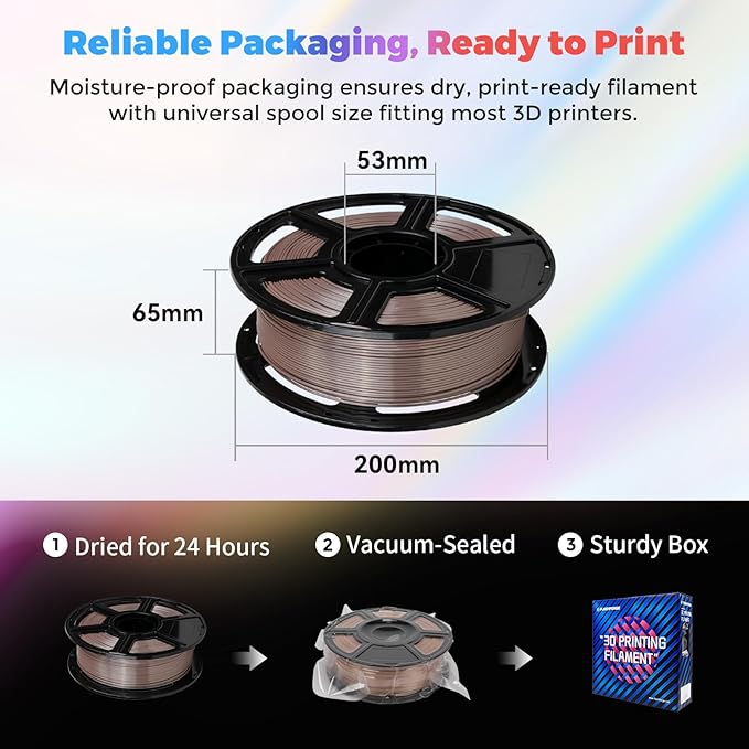 Flashforge 3D Printer Filament Silk PLA 1.75mm 1kg Spool-Dimensional Accuracy +/- 0.02mm (Coffee)