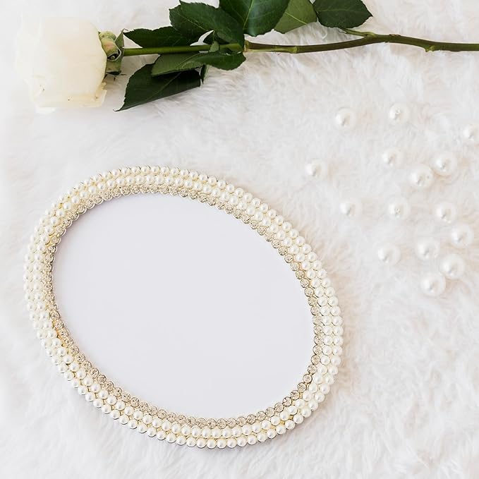 Flat Pearl Garland String 27 Yards, 6MM Half-Round Beaded Spool Roll Crafts for Wedding Decoration (Ivory)
