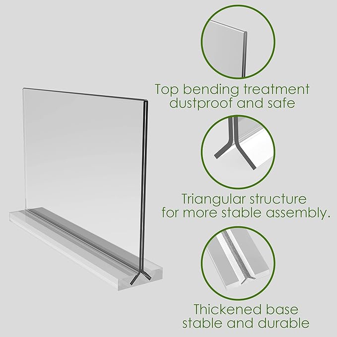 newnewshow Acrylic Sign Holder 8.5x5.5 Inch 3 Pack Horizontal T Shape Double-Sided Desktop Display Holder. (Optional 8.5x11 8.5x5.5 5x7 Horizontal and Vertical)