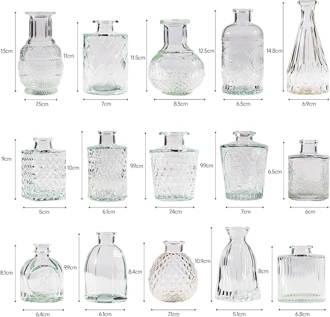 30 Pcs Bud Vase Set, Vases for Centerpieces, Cute Glass Bud Vases in Bulk, Small Vases for Flowers, Mini Vase Set for Wedding Decorations, Home Table Flower Décor