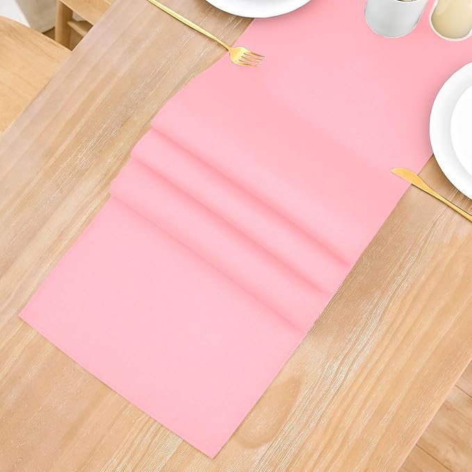 2 Pack Pink Small Short Table Runner 12 x 36 Inch Solid Color Runners Coffee Table Dresser for Daily Party Home Decoration