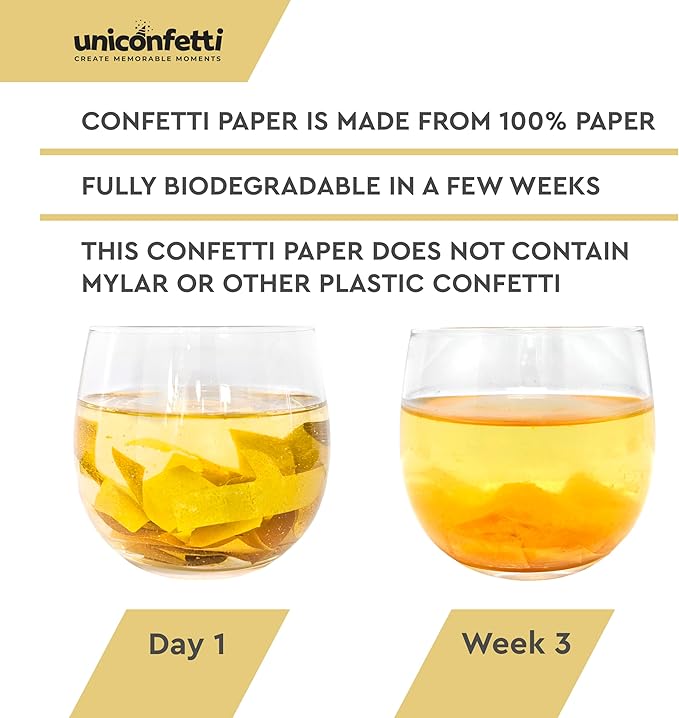 Gold Confetti Paper - BULK 2.2lbs | 1kg, Biodegradable Tissue Paper, Rainbow Light Weight, Non-Staining Paper, for Events, Crafts, Decorations