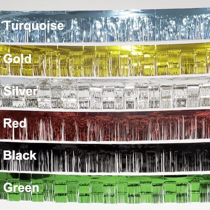 4 Pack Total 40 Feet Green Foil Fringe Garland Metallic Wall Hanging Drapes Tassel Skirting Tinsel Streamers Decorations for Parade Float Trailer Mardi Gras Party Birthday St. Patrick's Day