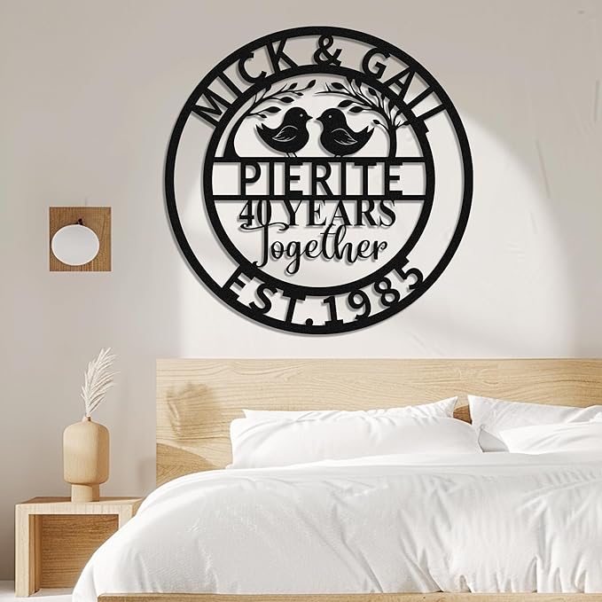 Personalized 40th Wedding Anniversary Sign Gifts for Parents Custom Metal Anniversary Sign Personalized Wedding Gifts for Couples Husband Wife Custom Monogram Name Sign Housewarming Gift