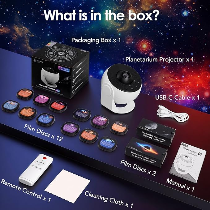 Galaxy Projector for Bedroom【Pro Max】, Upgraded 4K HD Planetarium Projector with 13Film Discs, 15White Noise Machine&Bluetooth Speaker Star Projector,Remote,Room Decor Gifts for Adults Kids