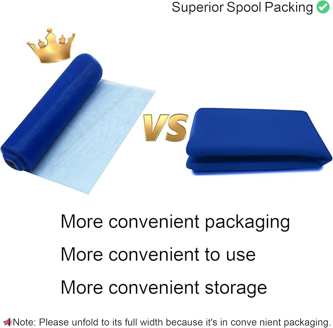 54" by 20 Yards Royal Blue Tulle Fabric Rolls - Tutu Spool Bolt for DIY Wedding Decoration, Baby Shower Tutu Skirt, Gift Wrapping - Large Matte Tulle, Roll Packaging