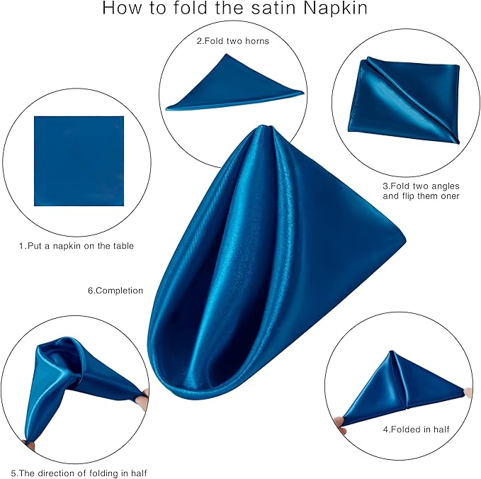 36 Pack Square Satin Dinner Napkins, 16x16 Inches Silky Soft Smooth Table Cloth Napkins for Restaurant Weddings Banquet Party Decoration, Royal Blue
