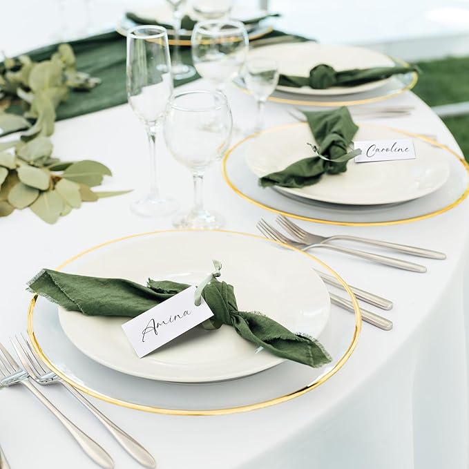 50 Pcs Name Place Cards for Table Setting Blank Wedding Place Cards with Satin Ribbon 1.57 x 3.54 Inch Hanging Gift Tags for Wedding Dinner Banquet Party Table Setting Supplies(Sage Green)