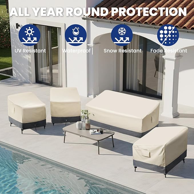 Extra Heavy Duty Outdoor Couch Cover Waterproof, Large 3-Seater Patio Sofa Cover, Lawn Patio Furniture Covers with Air Vent, 85"W x 37"D x 35"H