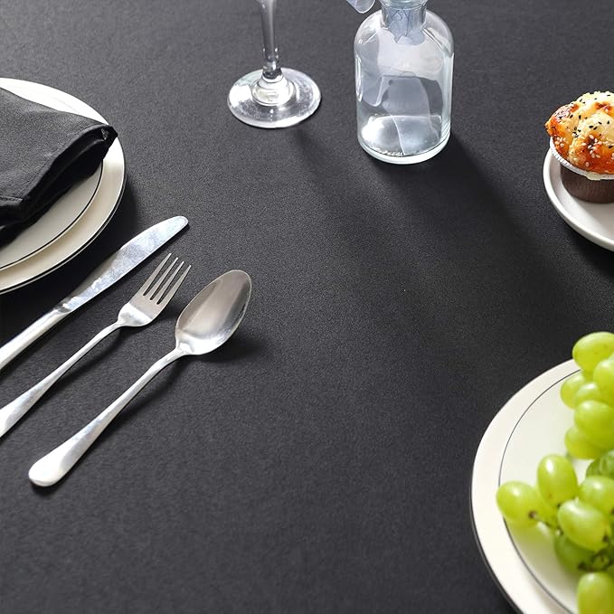 Rectangle Tablecloth 60x120 inch Washable Polyester Fabric Table Cloth for Wedding Party Dining Banquet Decoration(60x120, Black)