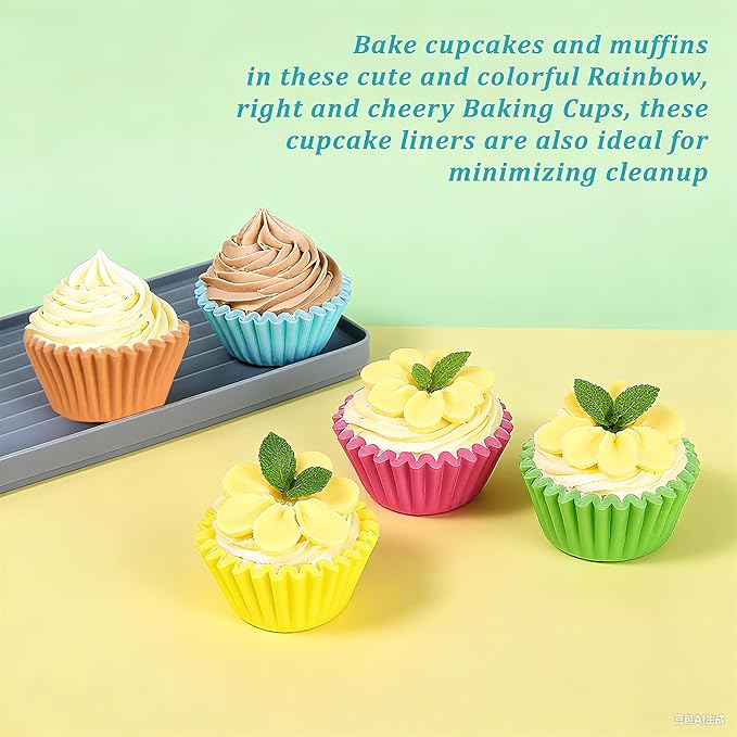 1.4 inch 1000-Count Mini Cupcake Liners Bright Colorful Muffin Baking Cups, Odorless,Baking Paper Cups for Baking Candy Cooking,Upgraded & Food Grade Grease-Proof Paper (Rainbow, 1.4Inch)